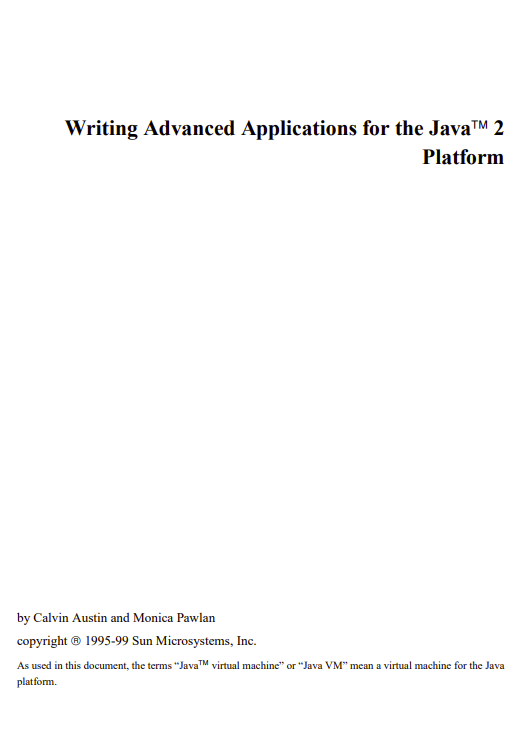Writing Advanced Applications for the Java 2 Platform