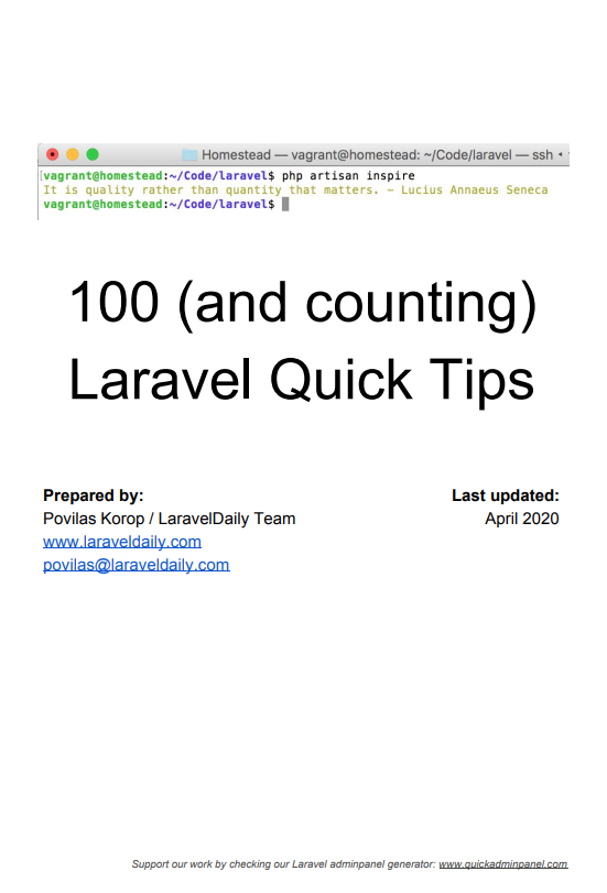 100 (and counting) Laravel Quick Tips