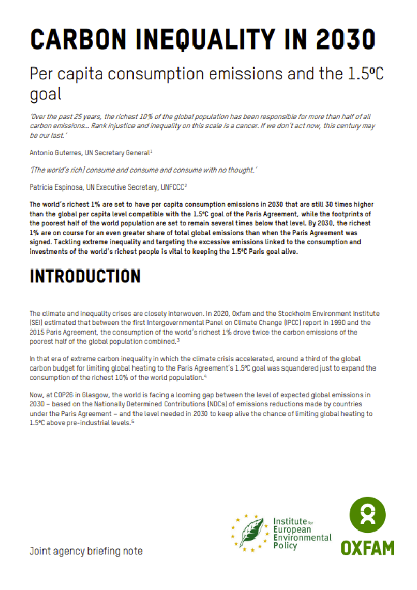 Carbon inequality in 2030