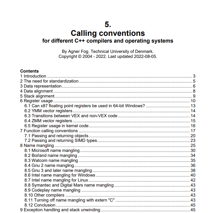 Calling conventions for different C++ compilers and operating systems