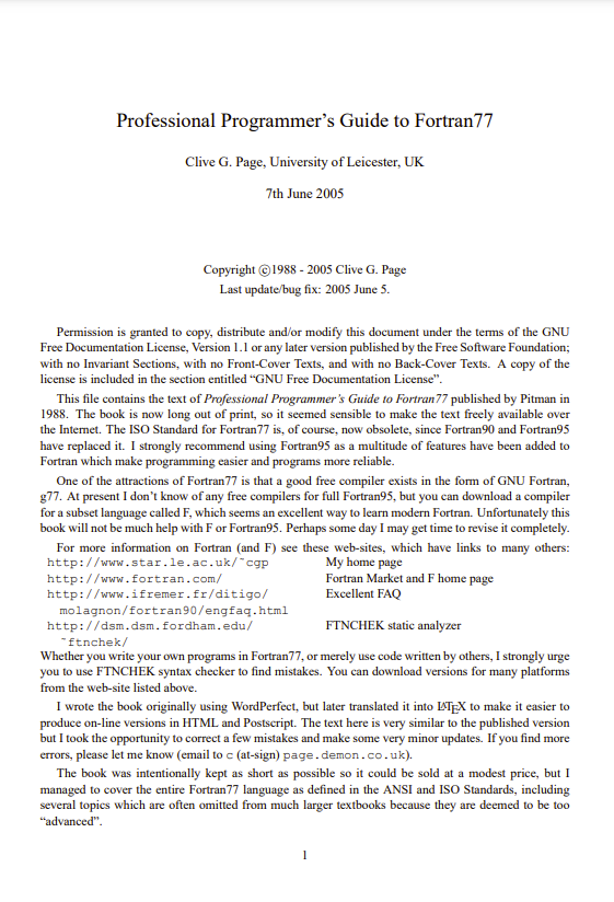 Professional Programmer’s Guide to Fortran77