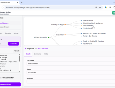 Ihre Küchenrenovierung skalieren: Komplexe Projekt-Hierarchien meistern mit dem AI-Baumdiagramm-Generator