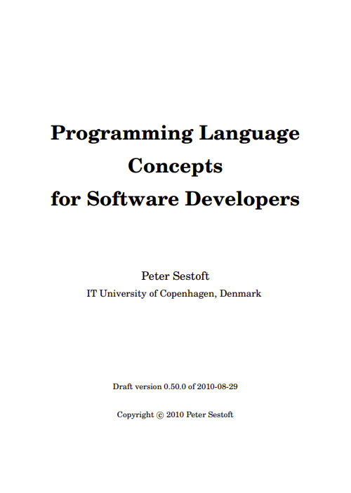 Programming Language Concepts for Software Developers