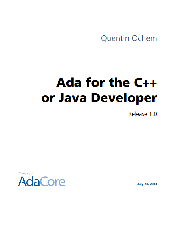 Ada for the C++ or Java Developer