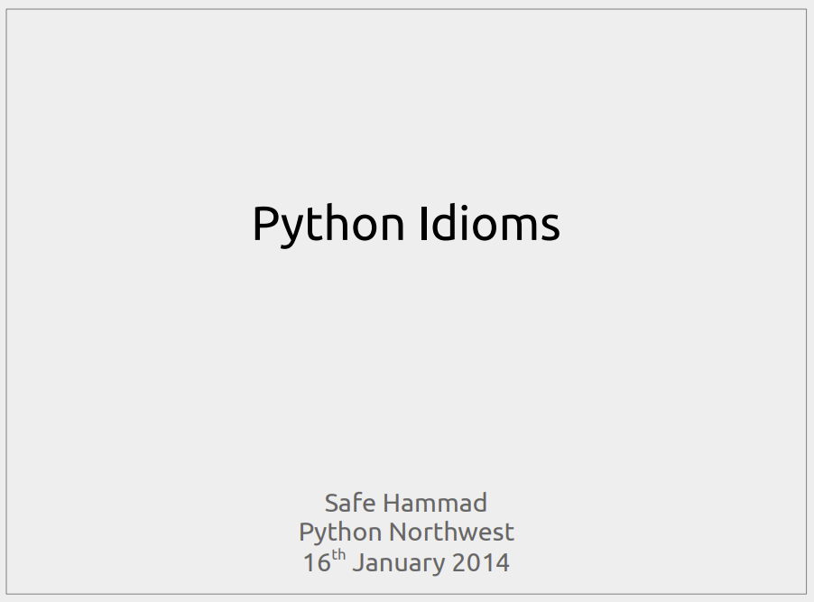 Python Idioms