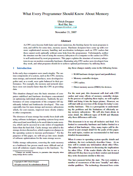 What Every Programmer Should Know About Memory