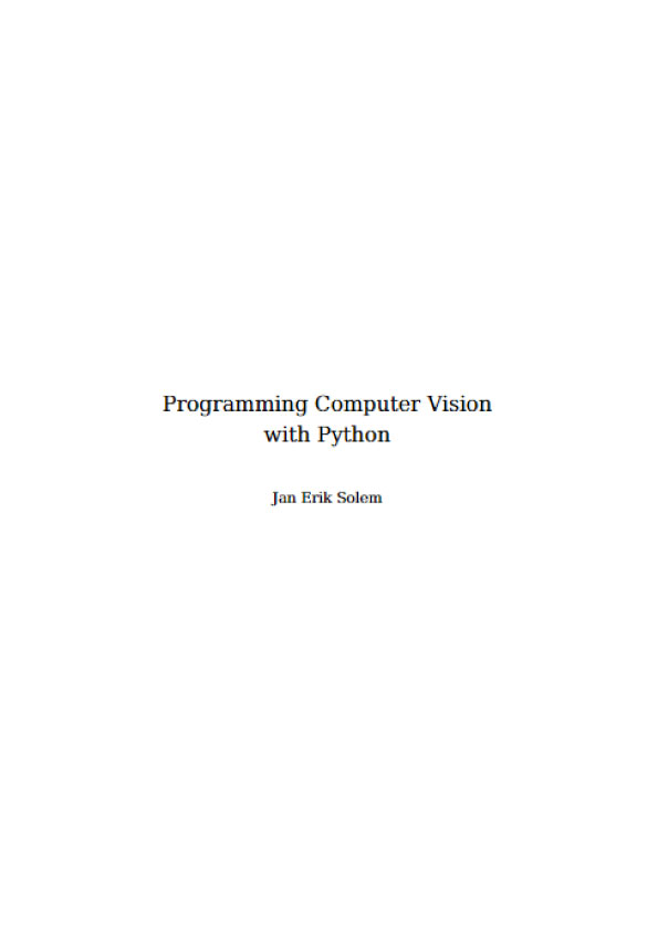 Programming Computer Vision with Python