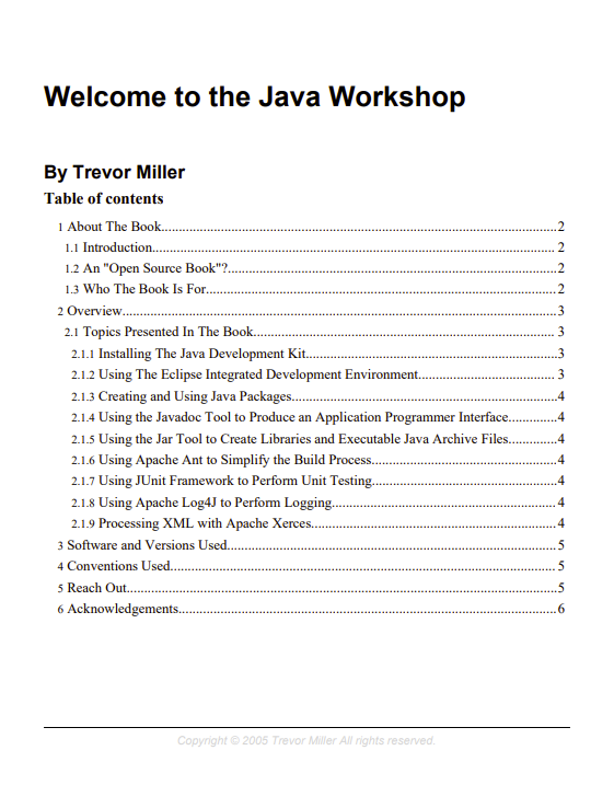 Welcome to the Java Workshop (2006)