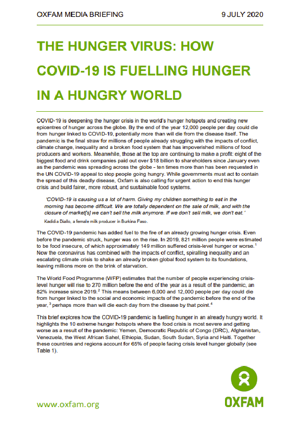 The hunger virus: how COVID-19 is fuelling hunger in a hungry world
