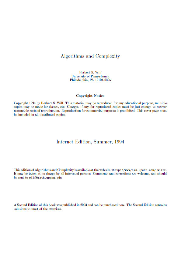 Algorithms and Complexity