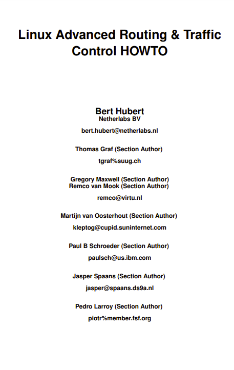 Linux Advanced Routing & Traffic Control HOWTO