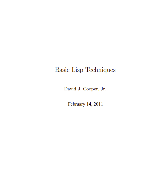 Basic Lisp Techniques