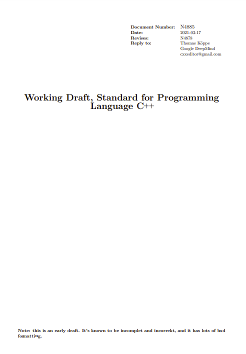 Working Draft, Standard for Programming Language C++