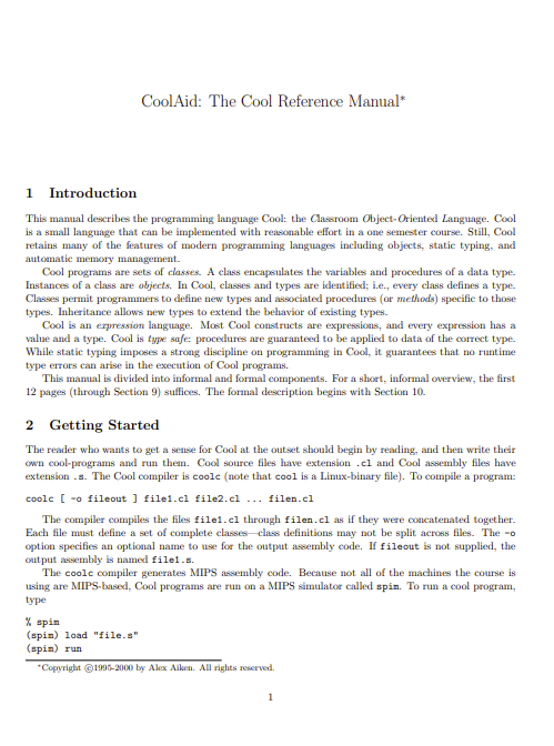 CoolAid: The Cool 2013 Reference Manual