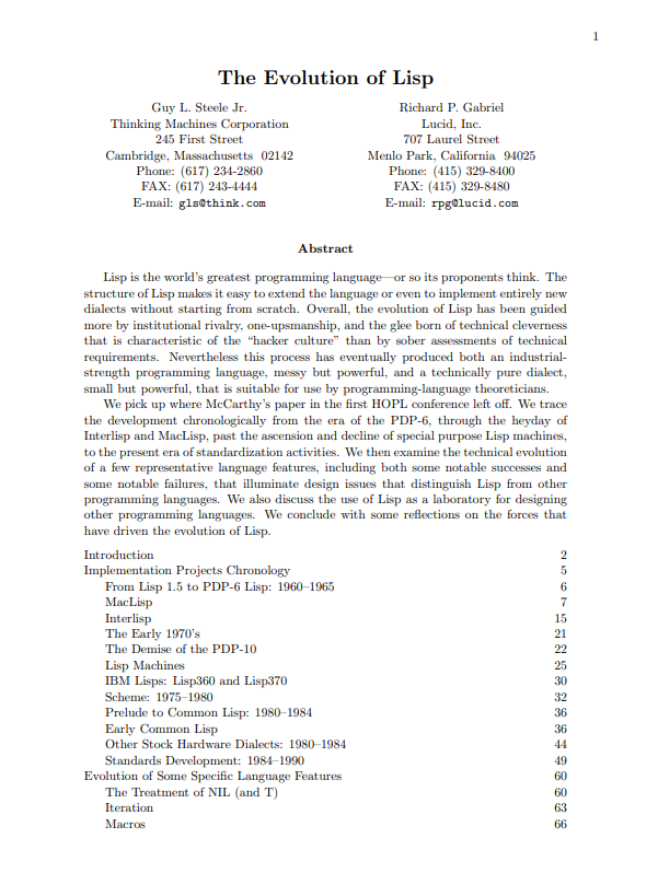 The Evolution of Lisp