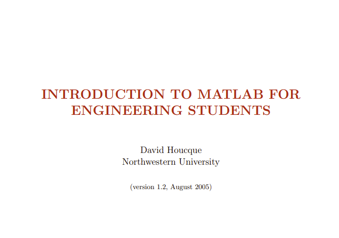 Introduction to MATLAB for Engineering Students