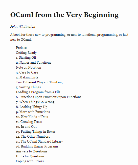 OCaml from the Very Beginning