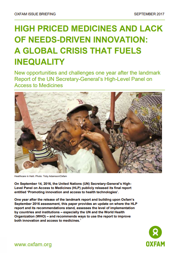 High-priced medicines and lack of needs-driven innovation: a global crisis that fuels inequality