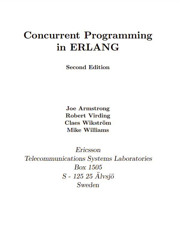 Concurrent Programming in ERLANG