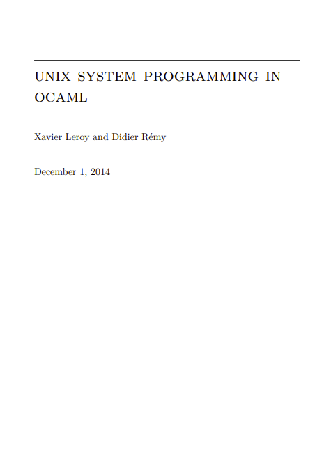 Unix System Programming in OCaml