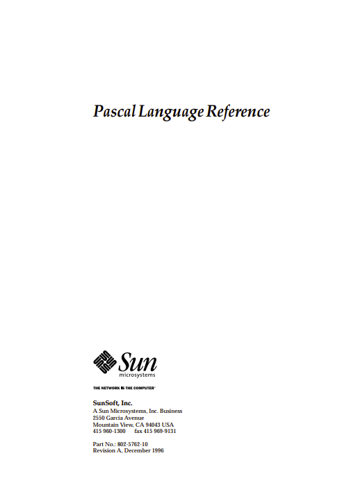 Pascal Language Reference