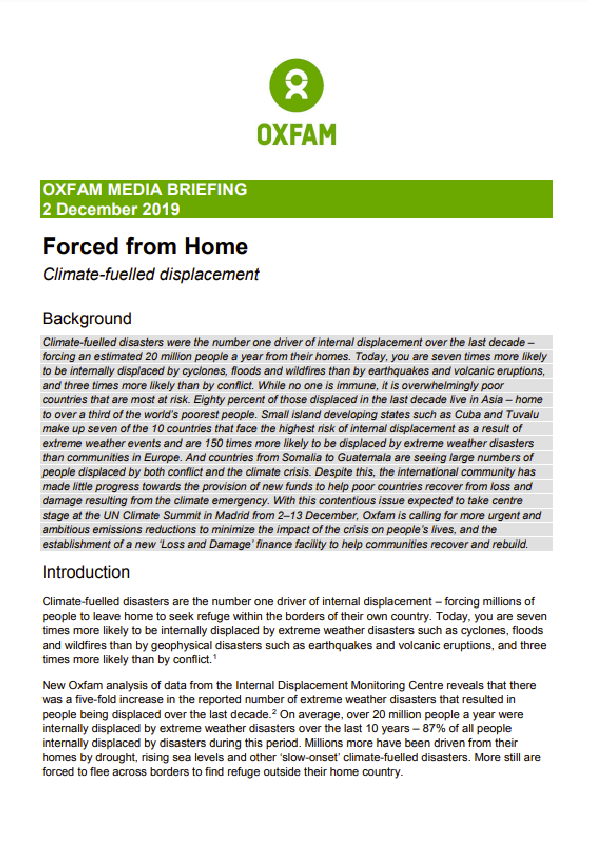 Forced from home: climate-fuelled displacement