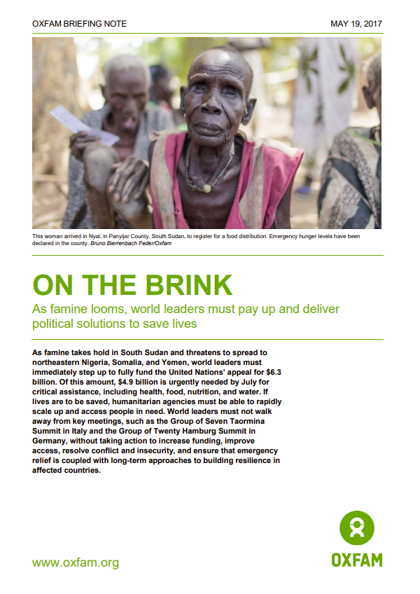 On the brink: as famine looms, world leaders must pay up and deliver political solutions to save lives