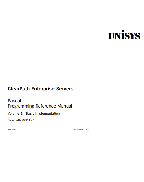 Pascal Programming Reference Manual
