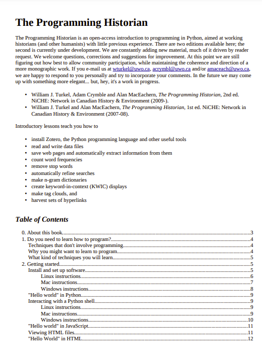 The Programming Historian