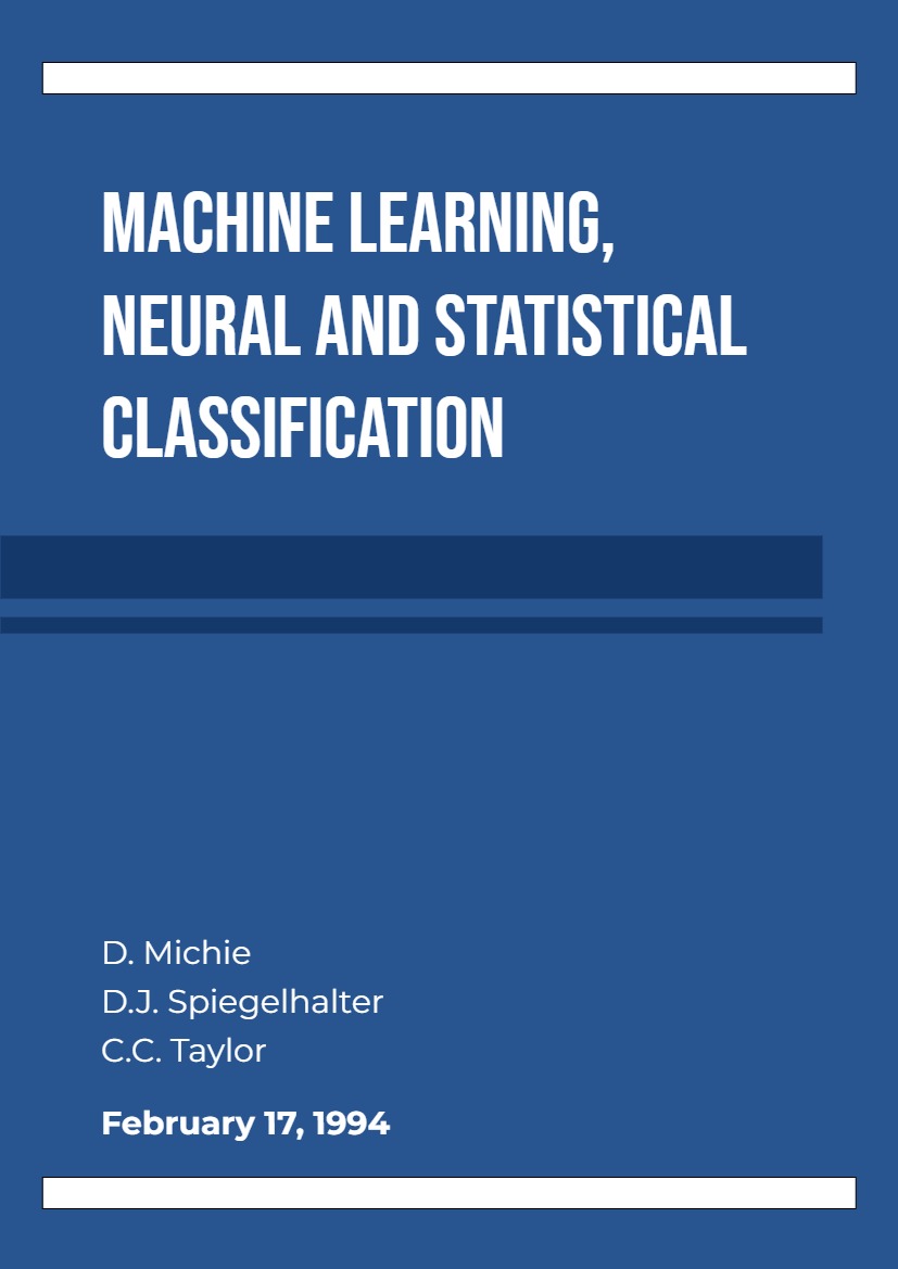 Machine Learning, Neural and Statistical Classification