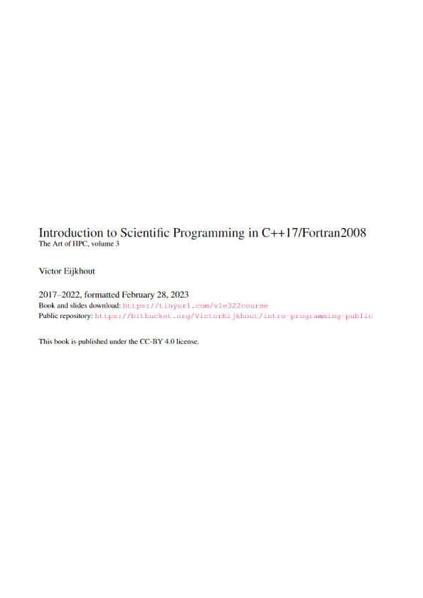 Introduction to Scientific Programming in C++17/Fortran2008