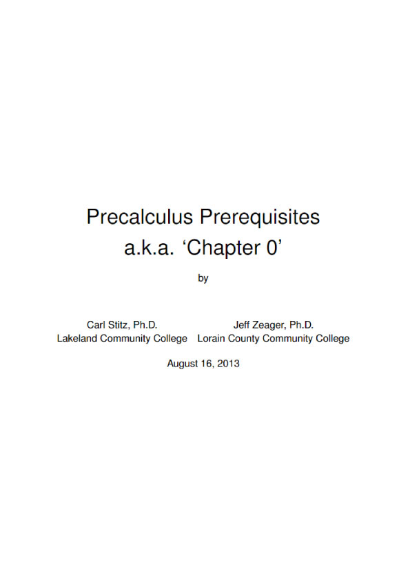 Precalculus Prerequisites a.k.a. ‘Chapter 0’