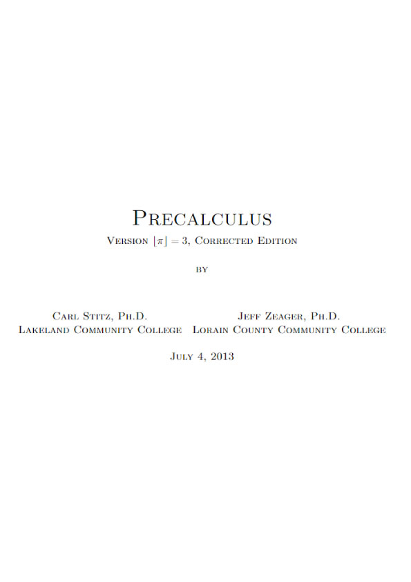 Precalculus Version 3, Corrected Edition