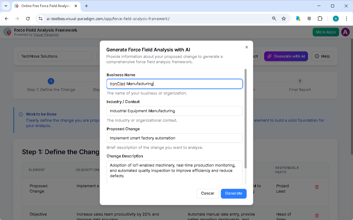 Accelerating Digital Transformation: A Force Field Analysis for Smart Factory Automation